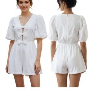 Mable white Bow-Front Romper